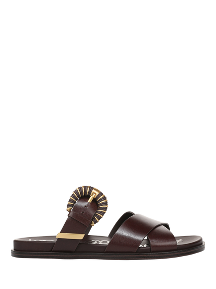 Sam Edelman Lucy Leather Slide Sandals, Maronne Brown
