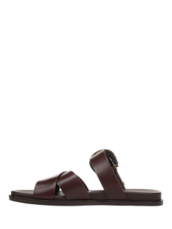 Sam Edelman Lucy Leather Slide Sandals - view 2, Maronne Brown