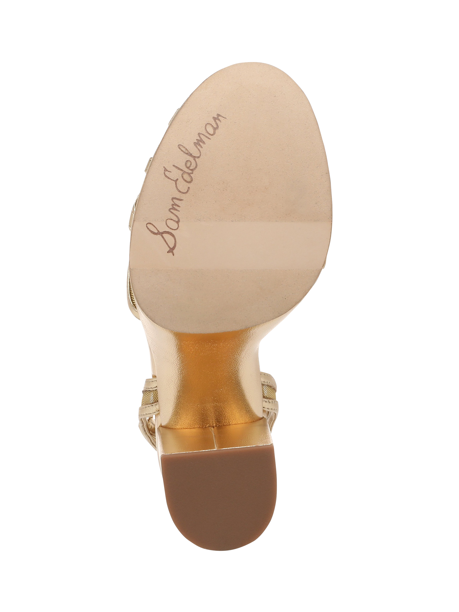 Product image 6 of 6, which shows Sam Edelman Sandy Block Heel Platform Sandals, Gold, 3.5