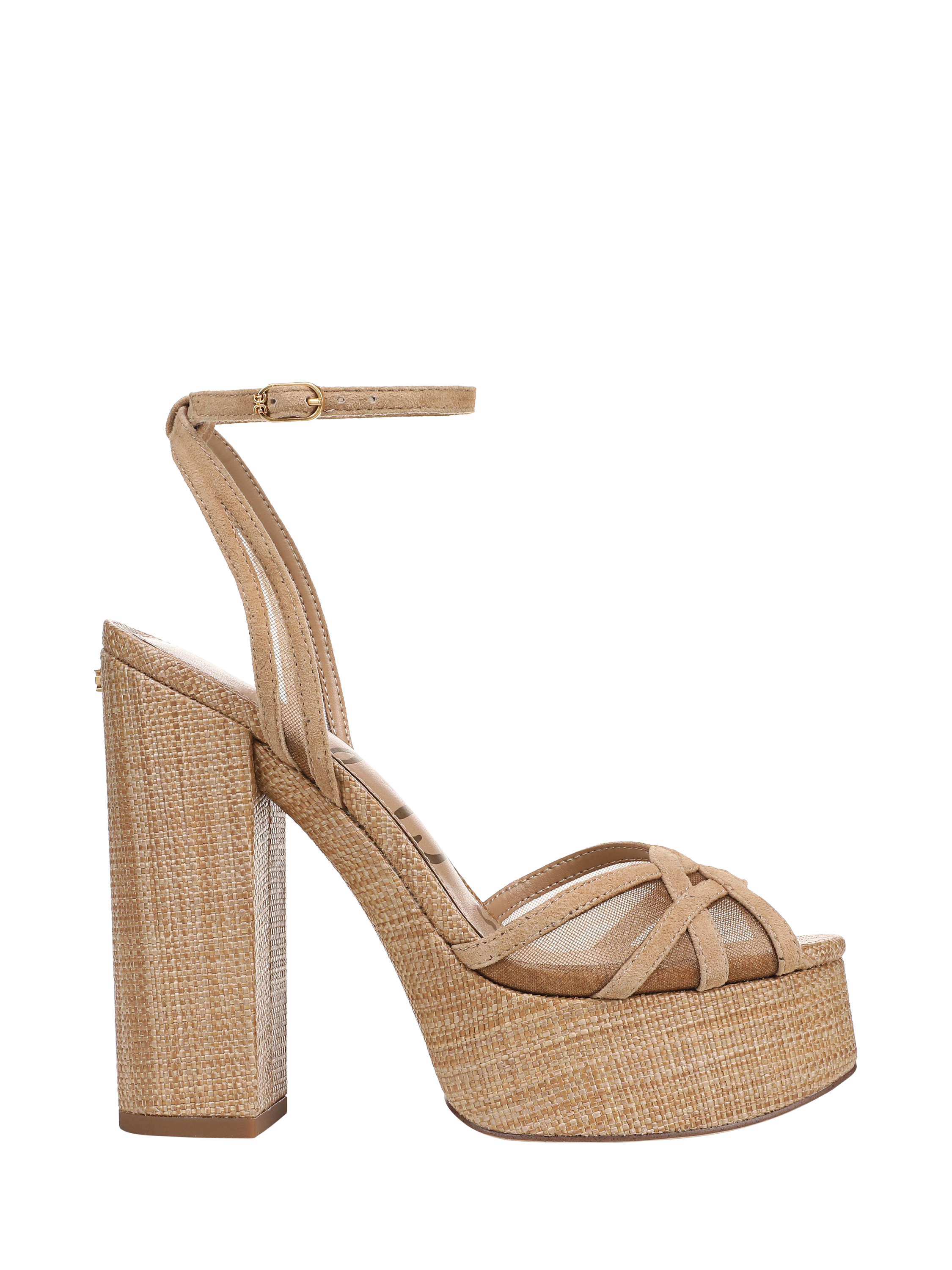 Product image 1 of 6, which shows Sam Edelman Sandy Block Heel Platform Sandals, Tan, 3.5