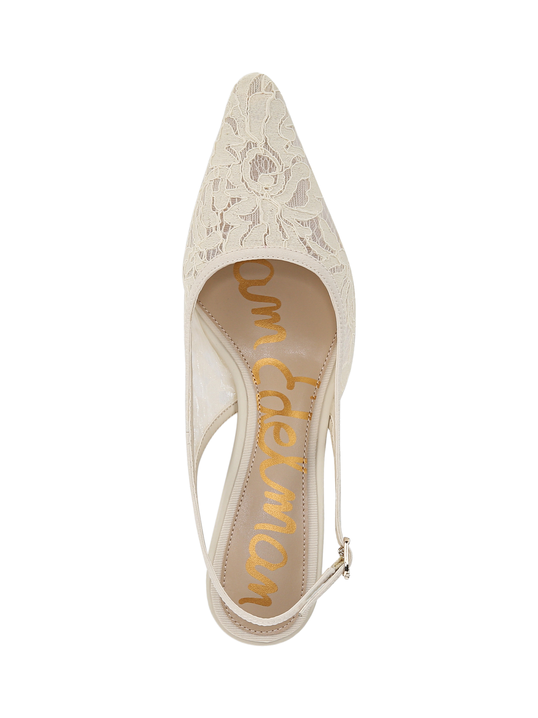 Product image 5 of 6, which shows Sam Edelman Bianka Mesh Slingback Pumps, Ivory Lace, 3.5