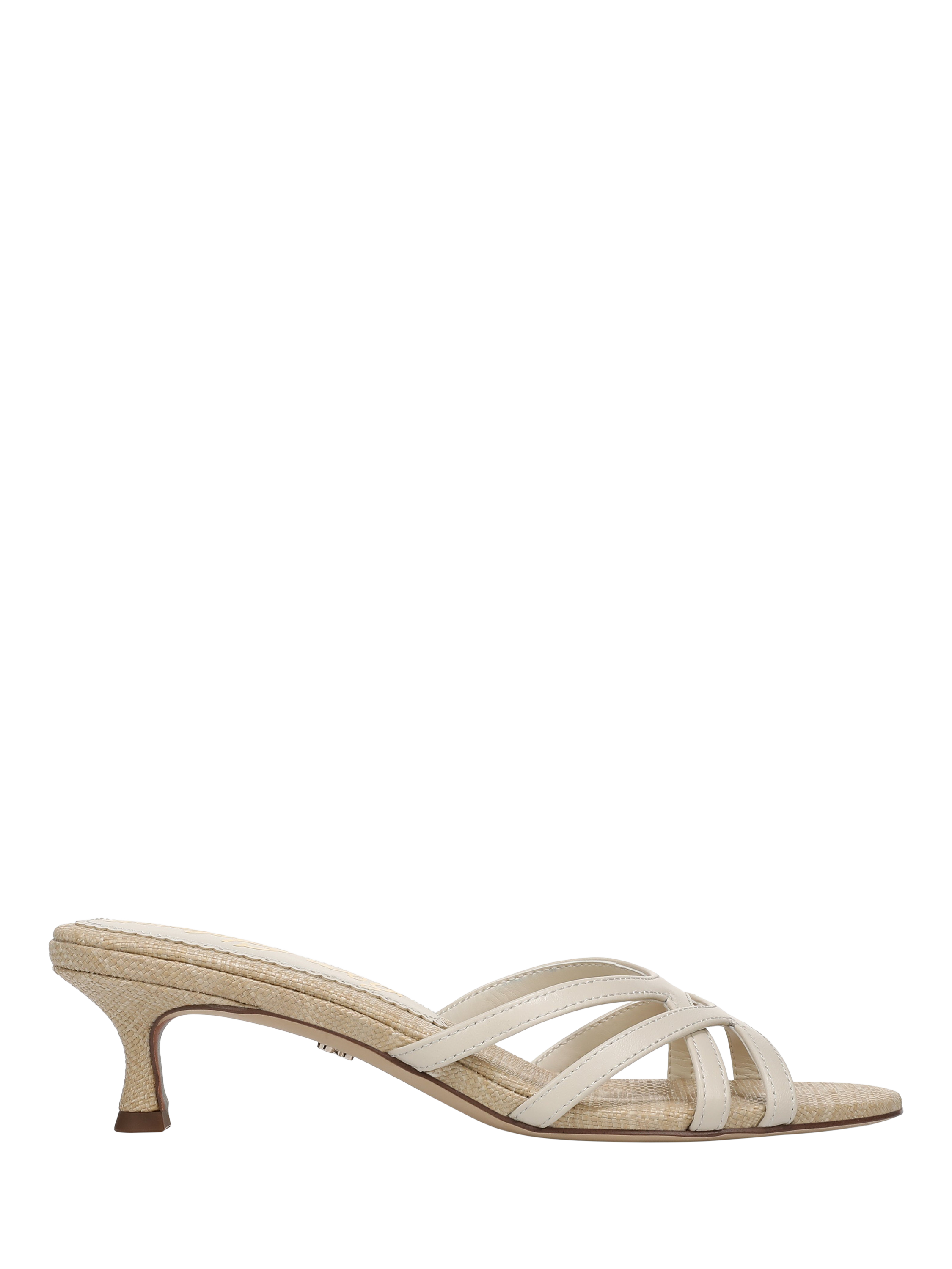 Product image 1 of 6, which shows Sam Edelman Camille Kitten Heel Sandals, Ivory, 3.5