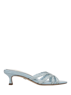 Sam Edelman Camille Kitten Heel Woven Strap Sandals, Light Blue, Light Blue
