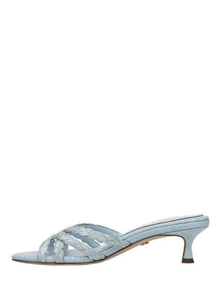 Sam Edelman Camille Kitten Heel Woven Strap Sandals, Light Blue - view 2, Light Blue