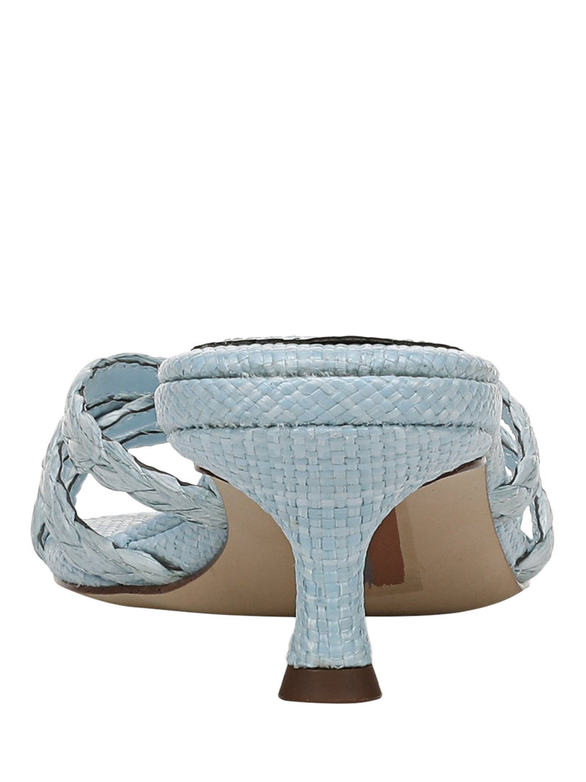 Product image 4 of 11, which shows Sam Edelman Camille Kitten Heel Woven Strap Sandals, Light Blue, 3.5