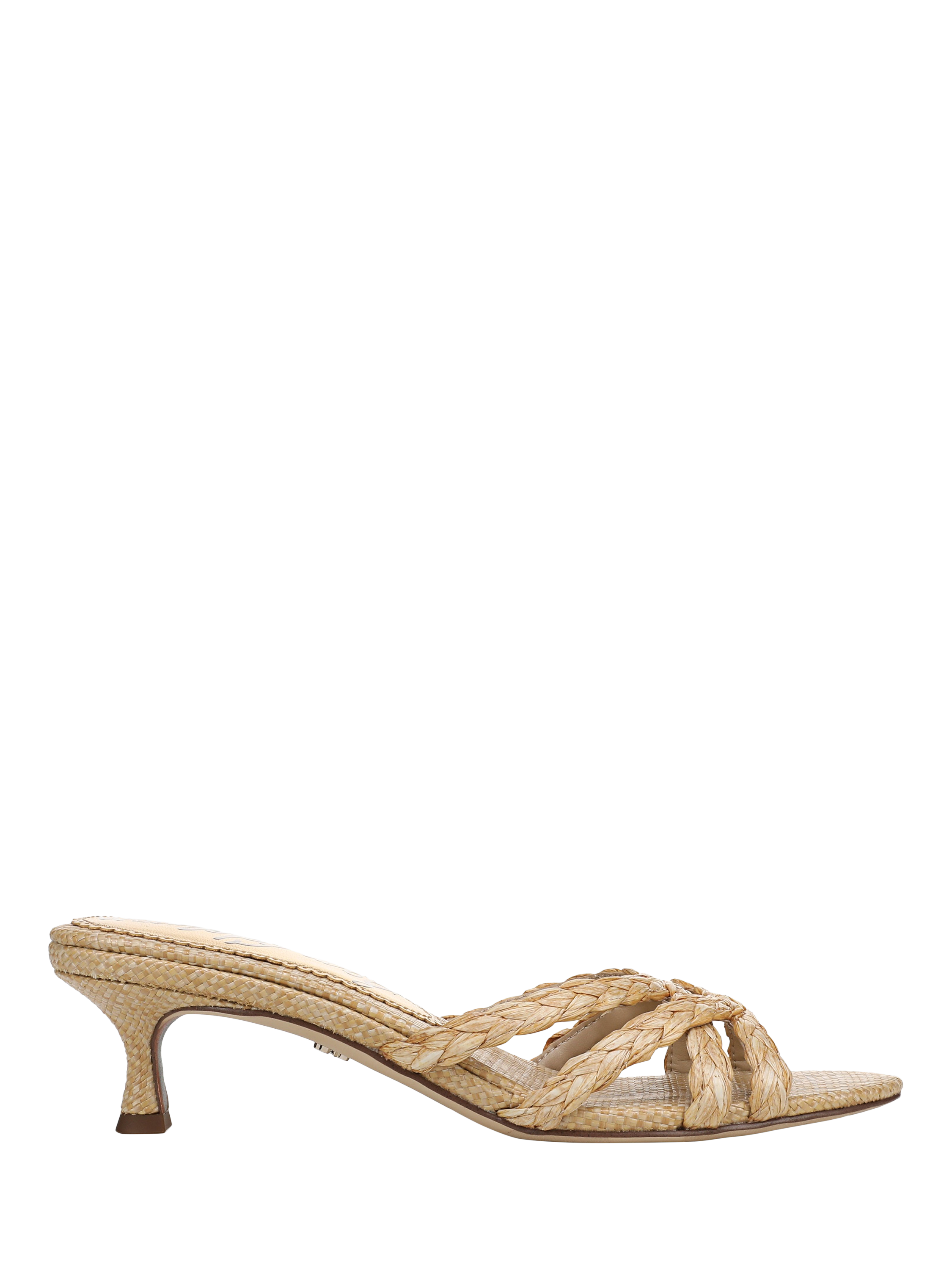 Product image 1 of 6, which shows Sam Edelman Camille Kitten Heel Woven Strap Sandals, Beige, 3