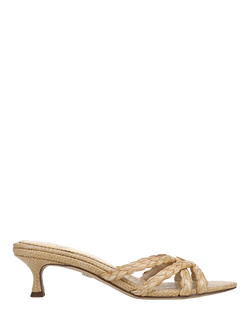 Sam Edelman Camille Kitten Heel Woven Strap Sandals, Beige, Beige