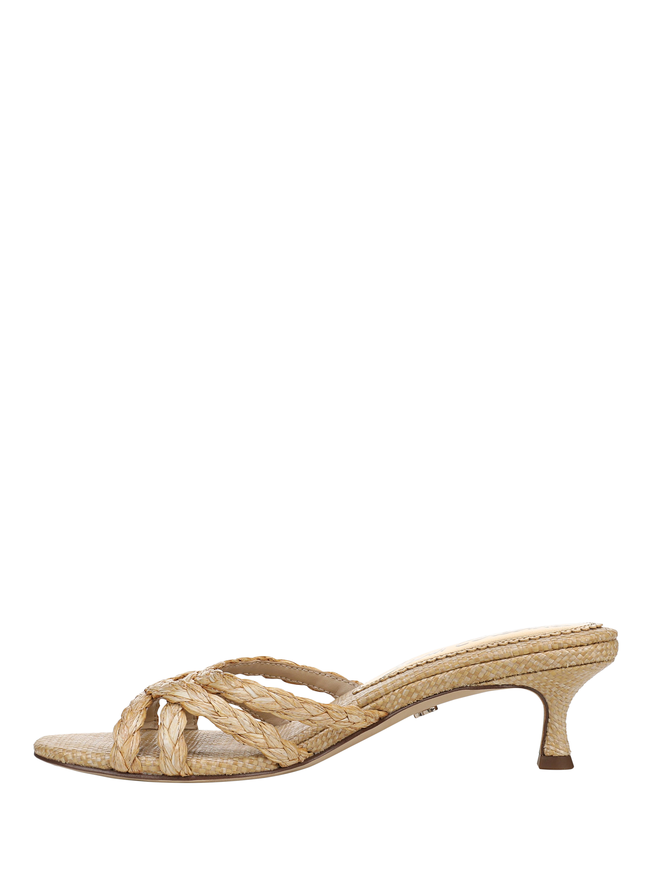Product image 2 of 6, which shows Sam Edelman Camille Kitten Heel Woven Strap Sandals, Beige, 3