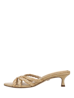 Sam Edelman Camille Kitten Heel Woven Strap Sandals, Beige - view 2, Beige