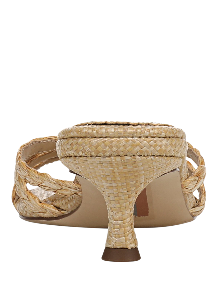 Product image 4 of 6, which shows Sam Edelman Camille Kitten Heel Woven Strap Sandals, Beige, 3