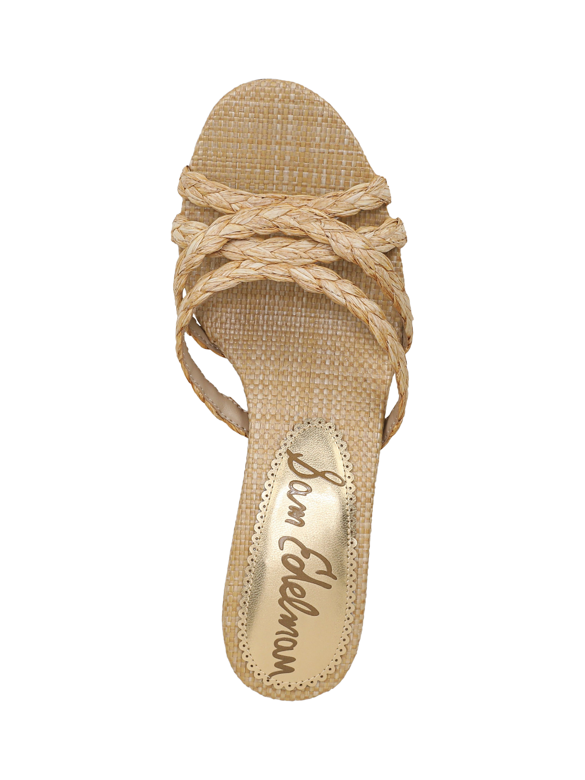 Product image 5 of 6, which shows Sam Edelman Camille Kitten Heel Woven Strap Sandals, Beige, 3
