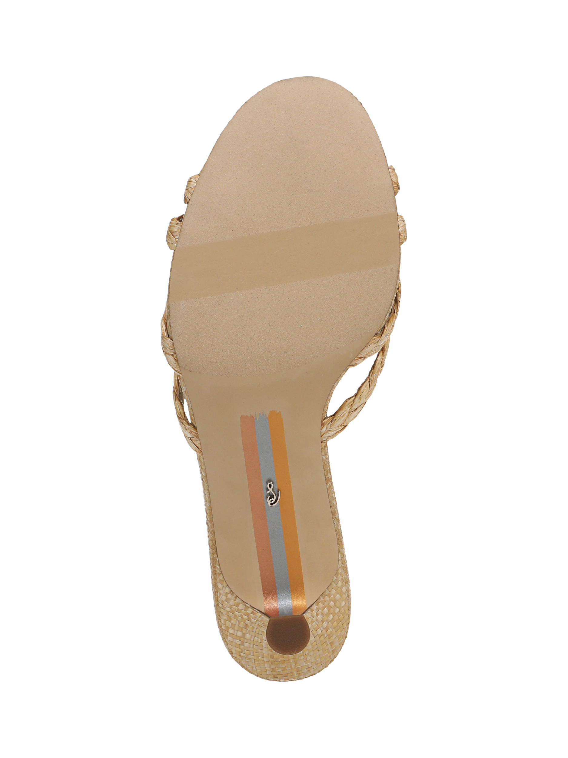 Product image 6 of 6, which shows Sam Edelman Camille Kitten Heel Woven Strap Sandals, Beige, 3