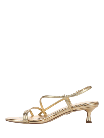 Sam Edelman Cora Leather Kitten Heel Court Shoes - view 2, Gold