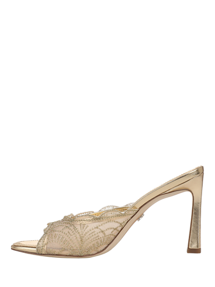 Sam Edelman Iva Lace Heeled Shoes, Amber Gold - view 2, Amber Gold