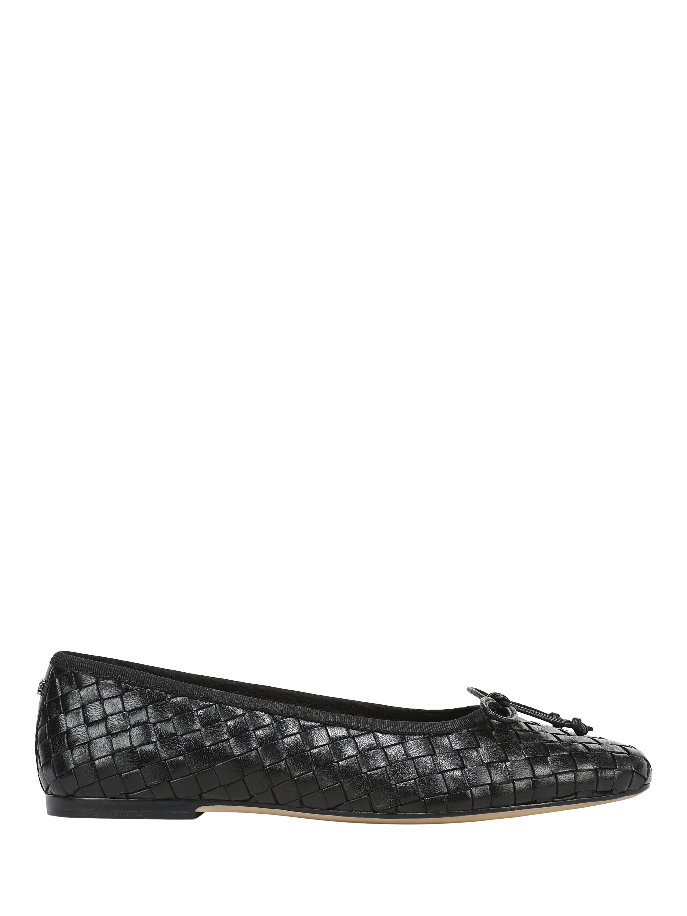 Product image 1 of 6, which shows Sam Edelman Ruthie Woven Leather Ballerina Pumps, Black, 3.5