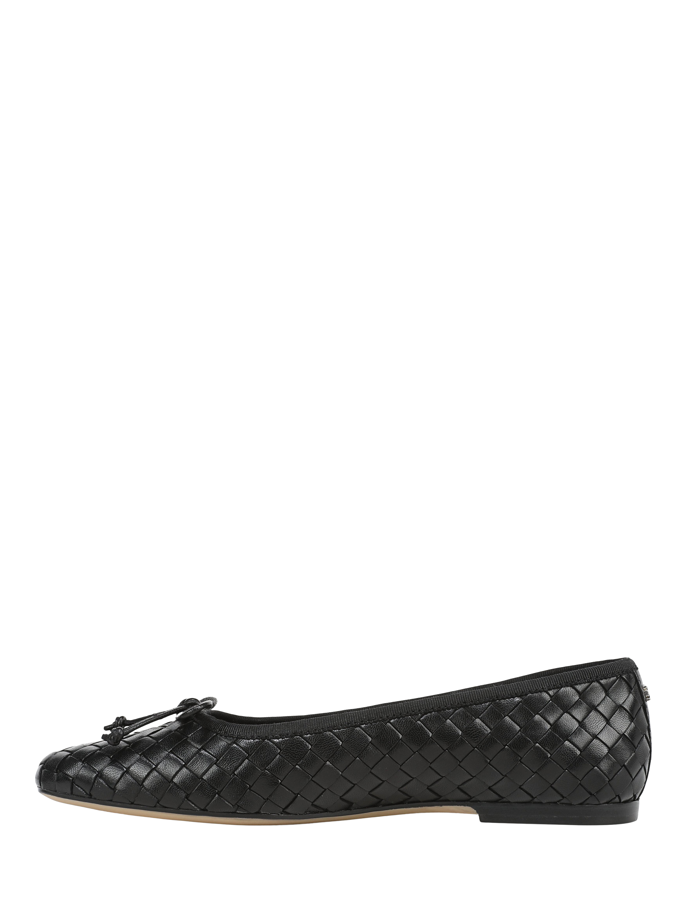 Product image 2 of 6, which shows Sam Edelman Ruthie Woven Leather Ballerina Pumps, Black, 3.5