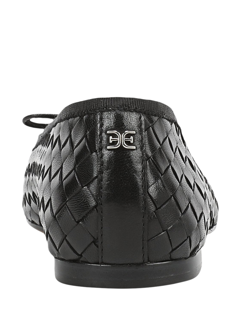 Product image 4 of 6, which shows Sam Edelman Ruthie Woven Leather Ballerina Pumps, Black, 3.5