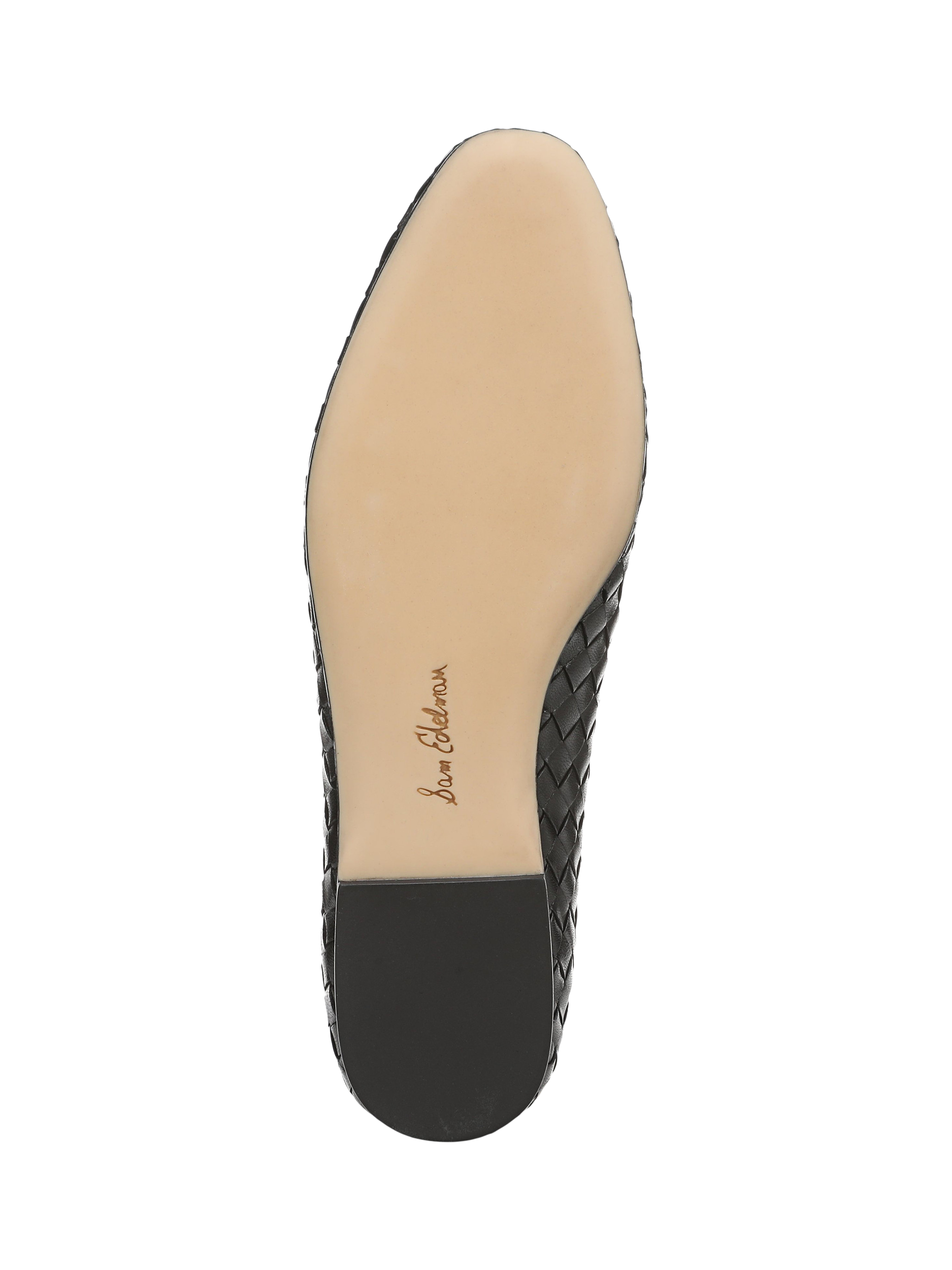 Product image 6 of 6, which shows Sam Edelman Ruthie Woven Leather Ballerina Pumps, Black, 3.5