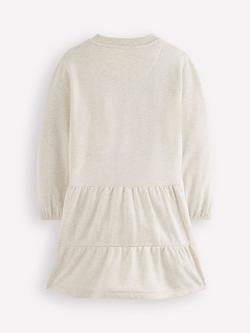 Mini Boden Kids' Lovebird Drop Waist Dress, Oatmeal/Navy - view 2, Oatmeal/Navy