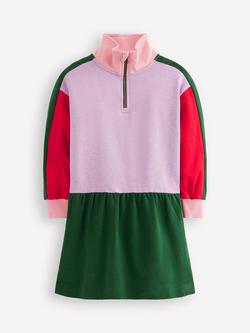 Mini Boden Kids' Half-Zip Sweatshirt Dress, Multi/Marl, Multi/Marl