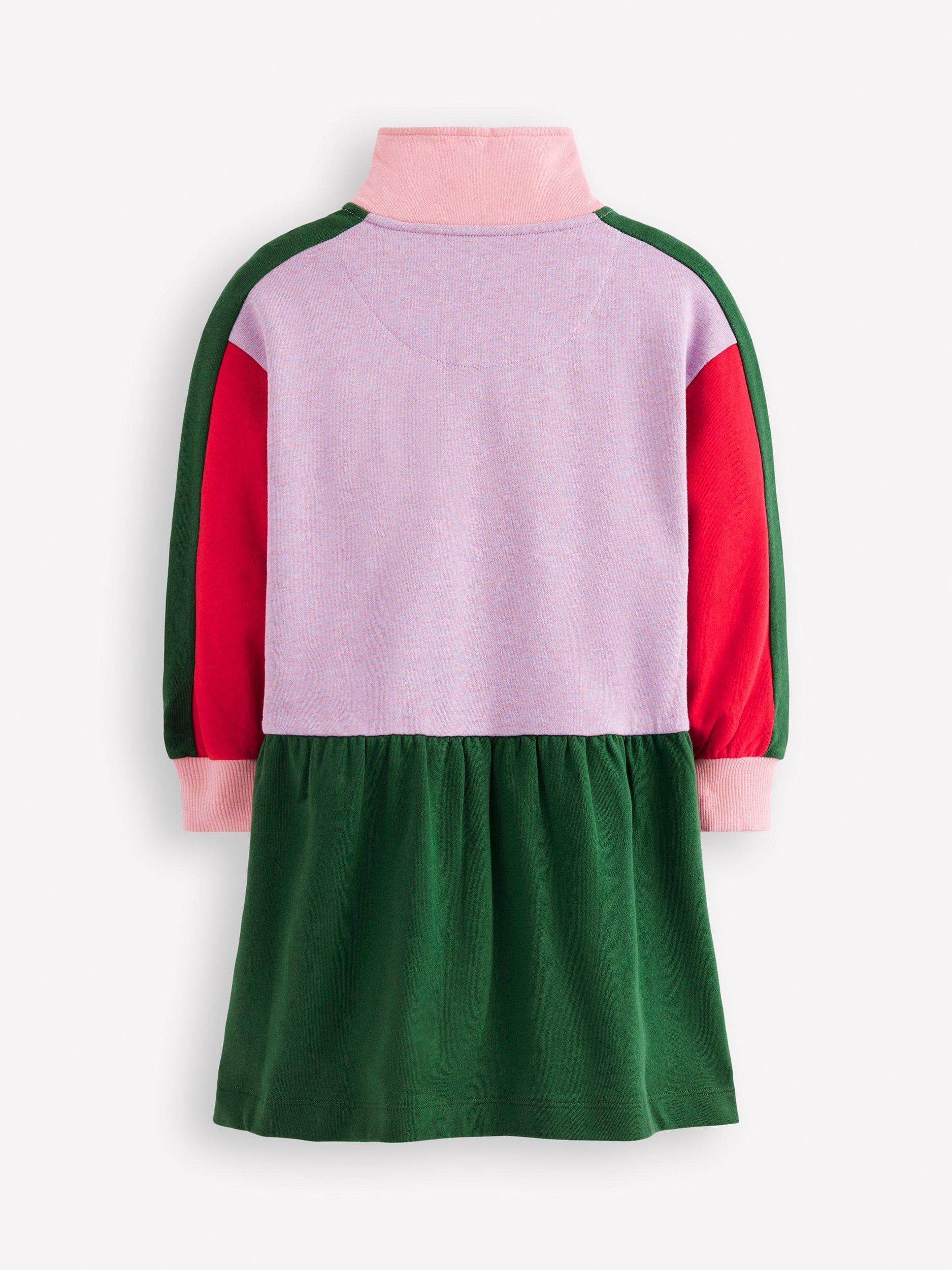 Product image 2 of 3, which shows Mini Boden Half-Zip Sweatshirt Dress, Multi/Marl, 2-3 years