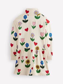 Mini Boden Kids' Half Zip Sweatshirt Dress, White/Multi - view 2, White/Multi