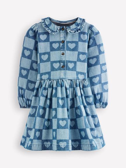Mini Boden Kids' Pretty Shirt Dress, Blue, Blue