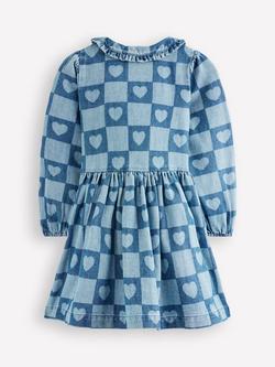 Mini Boden Kids' Pretty Shirt Dress, Blue - view 2, Blue