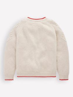 Mini Boden Kids' Cotton Floral Embroidered Cardigan, Natural/Multi - view 2, Natural/Multi