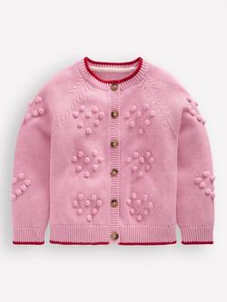 Mini Boden Kids' Bobble Cotton Cardigan,Pink, Pink