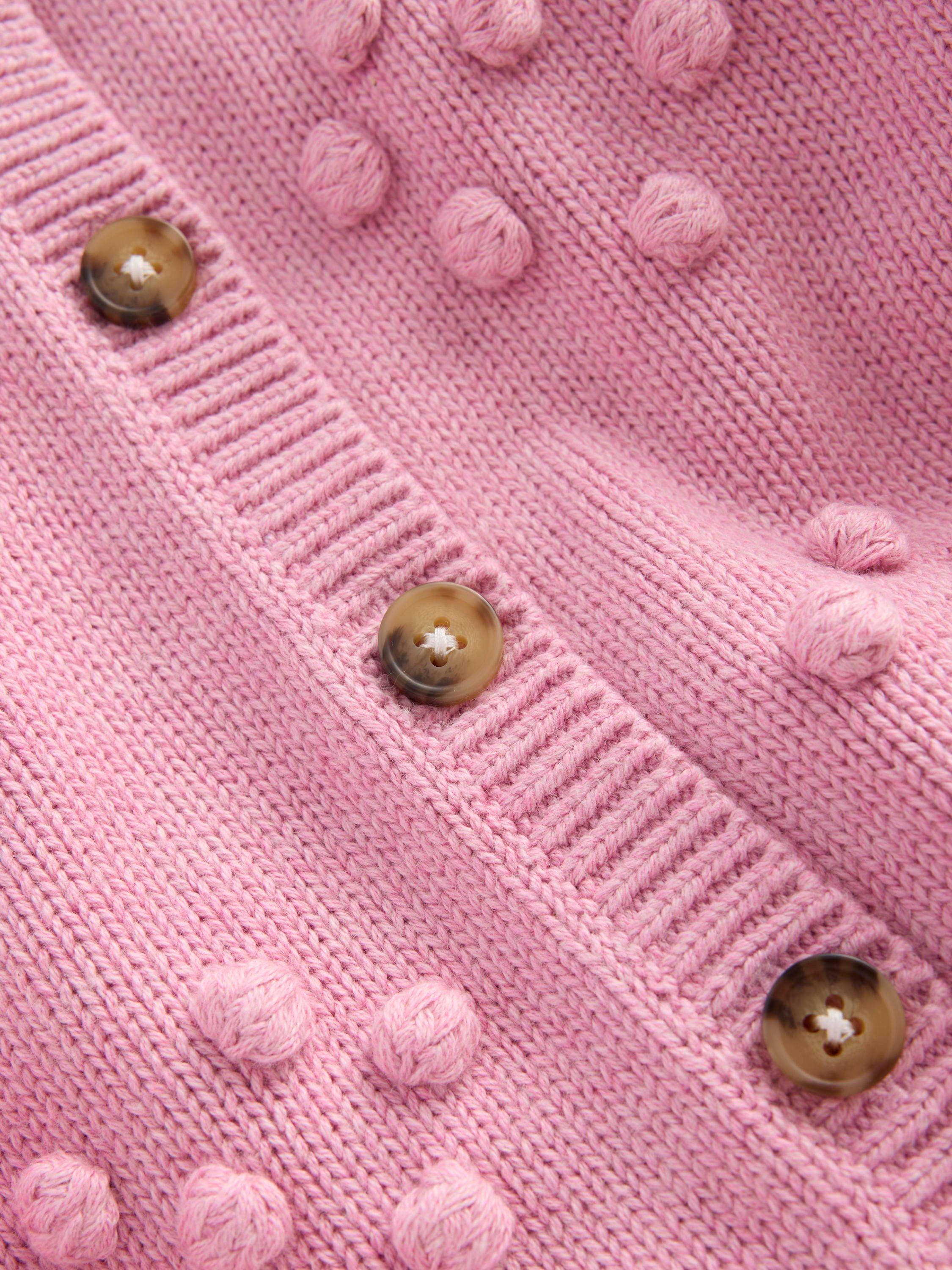 Product image 3 of 3, which shows Mini Boden Kids' Bobble Cotton Cardigan, Pink, 2-3 years