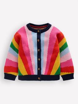 Mini Boden Kids' Rainbow Cardigan, Multi, Multi