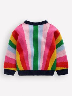 Mini Boden Kids' Rainbow Cardigan, Multi - view 2, Multi