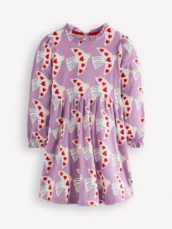 Mini Boden Kids' Lovebird Blouson Sleeve Dress, Purple/Multi, Purple/Multi