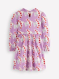 Mini Boden Kids' Lovebird Blouson Sleeve Dress, Purple/Multi - view 2, Purple/Multi