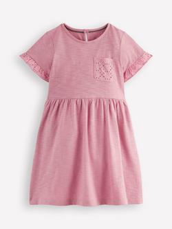 Mini Boden Kids' Broderie Pocket Dress, Pink, Pink
