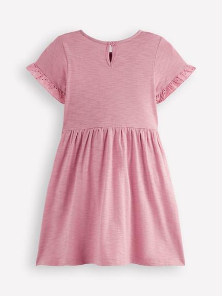Mini Boden Kids' Broderie Pocket Dress, Pink - view 2, Pink