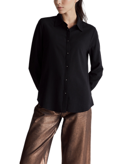 Benetton Fluid Lyocell Long Sleeve Top, Black, Black