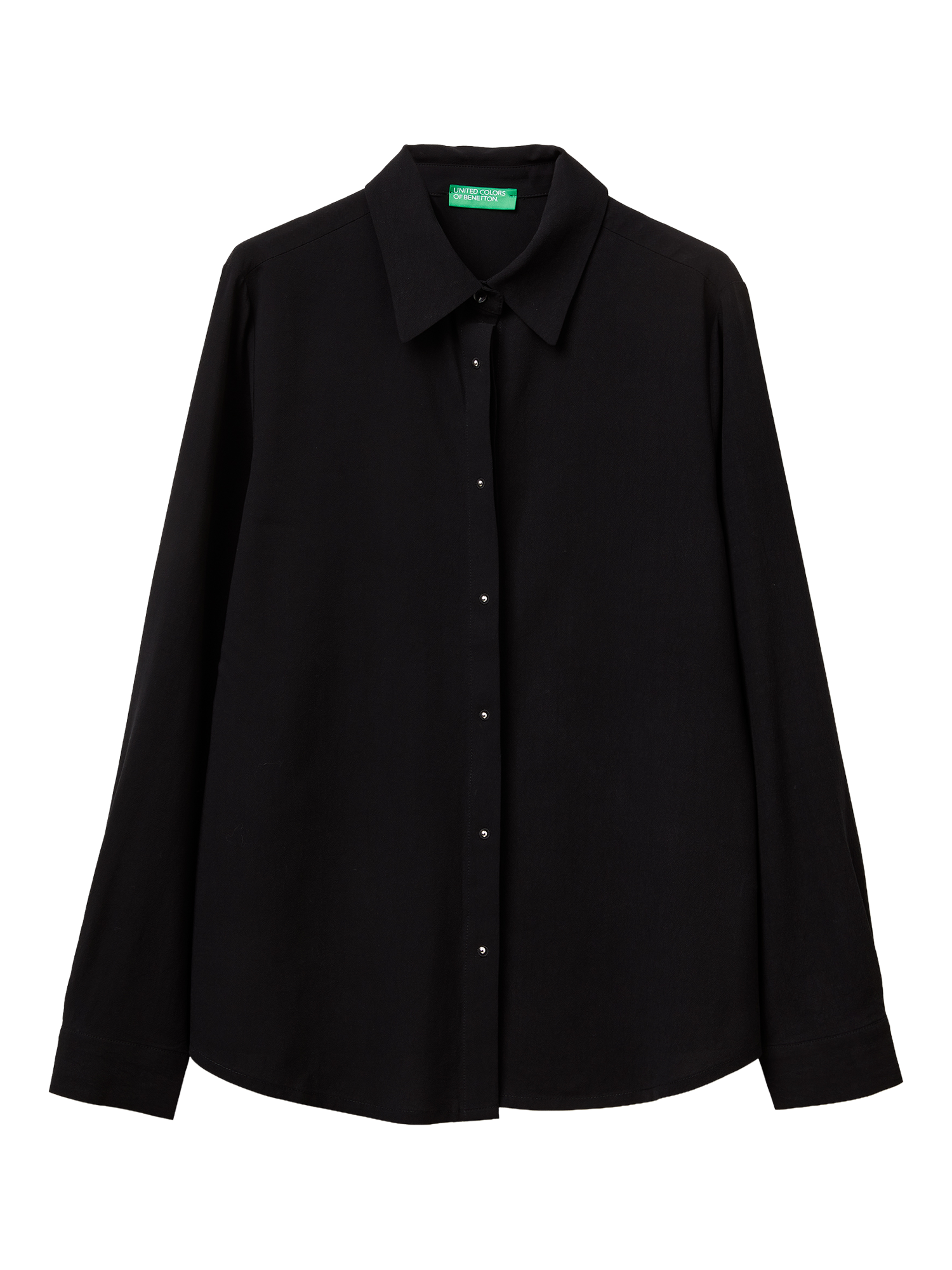 Product image 4 of 6, which shows Benetton Fluid Lyocell Long Sleeve Top, Black, XS