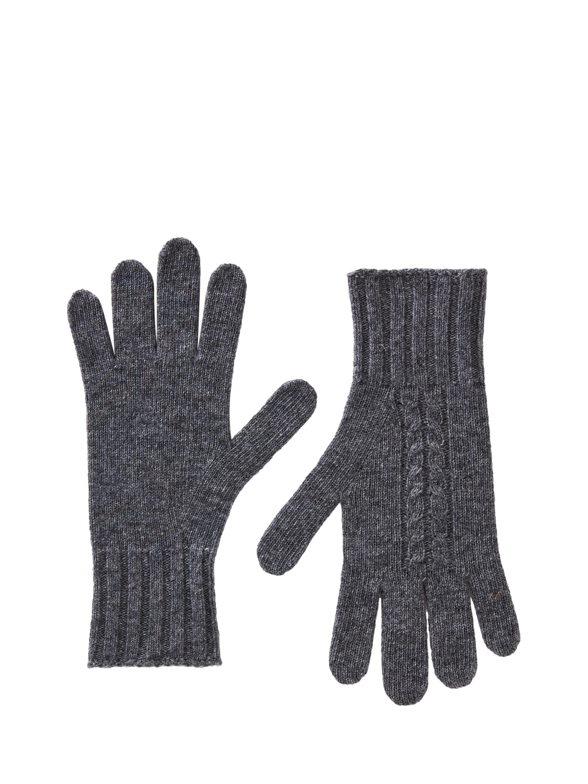 Product image 1 of 3, which shows Benetton Cable Detail Wool Rich Gloves, Grey, One Size