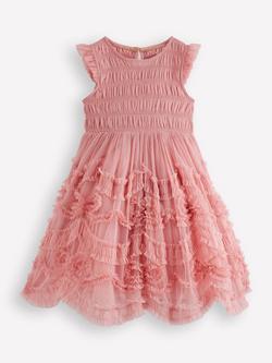 Mini Boden Kids' Tulle Bow Occasion Dress, Pink, Pink