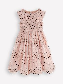 Mini Boden Kids' Tulle Bow Occasion Dress, Pink, Pink