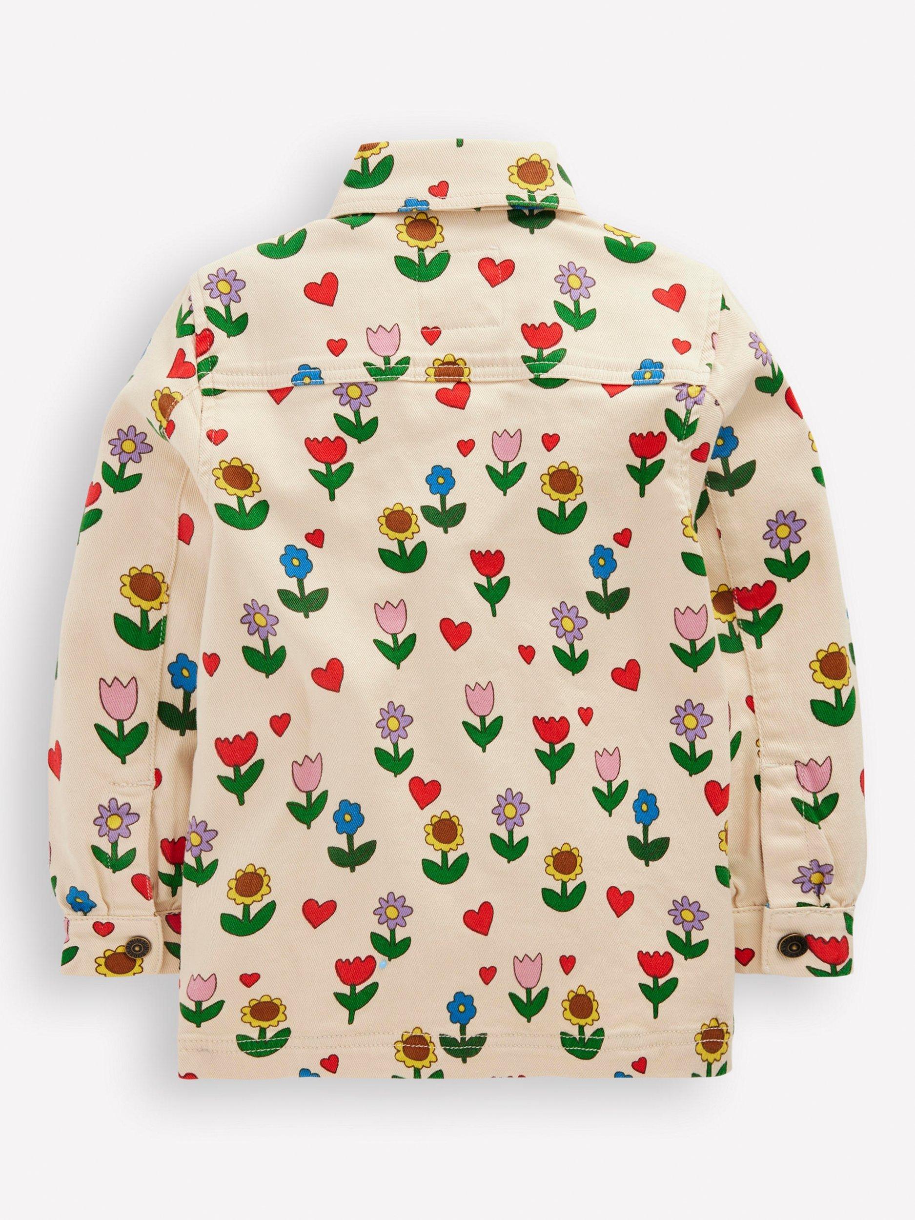 Product image 2 of 4, which shows Mini Boden Kids' Flower Denim Jacket, Multi, 2-3 years