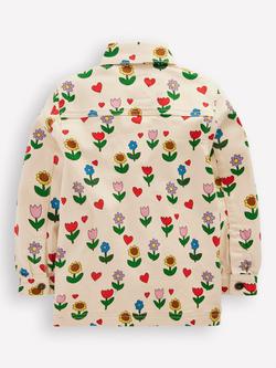Mini Boden Kids' Flower Denim Jacket, Multi - view 2, Multi