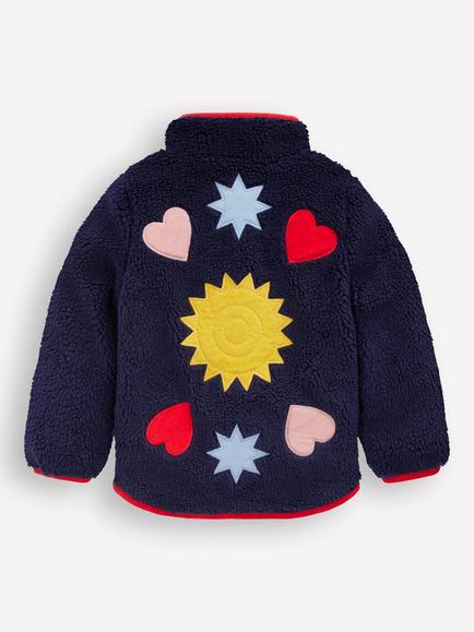 Mini Boden Kids' Eden Borg Fleece, Navy/Red - view 2, Navy/Red