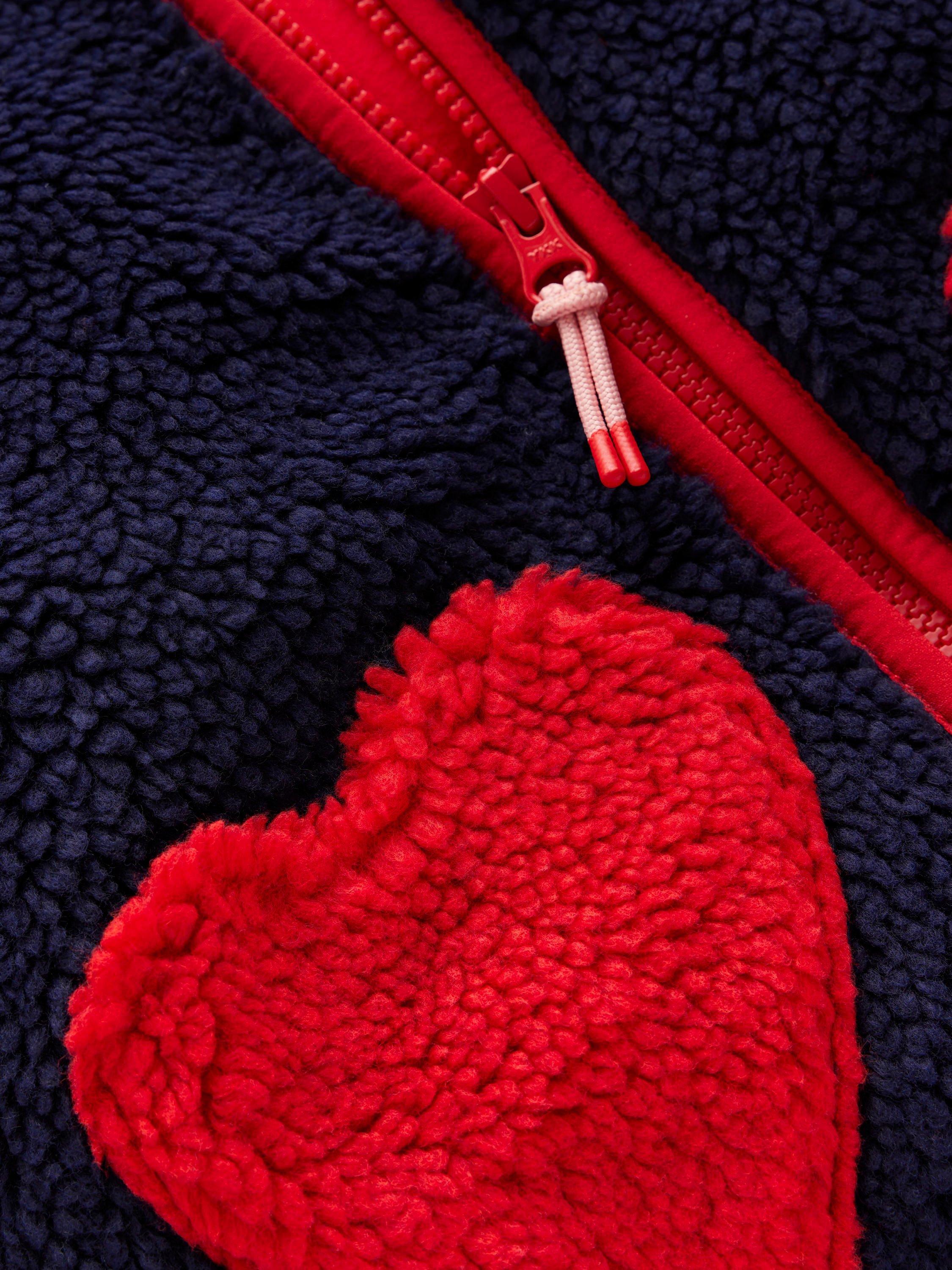 Product image 3 of 6, which shows Mini Boden Kids' Eden Borg Fleece, Navy/Red, 2-3 years