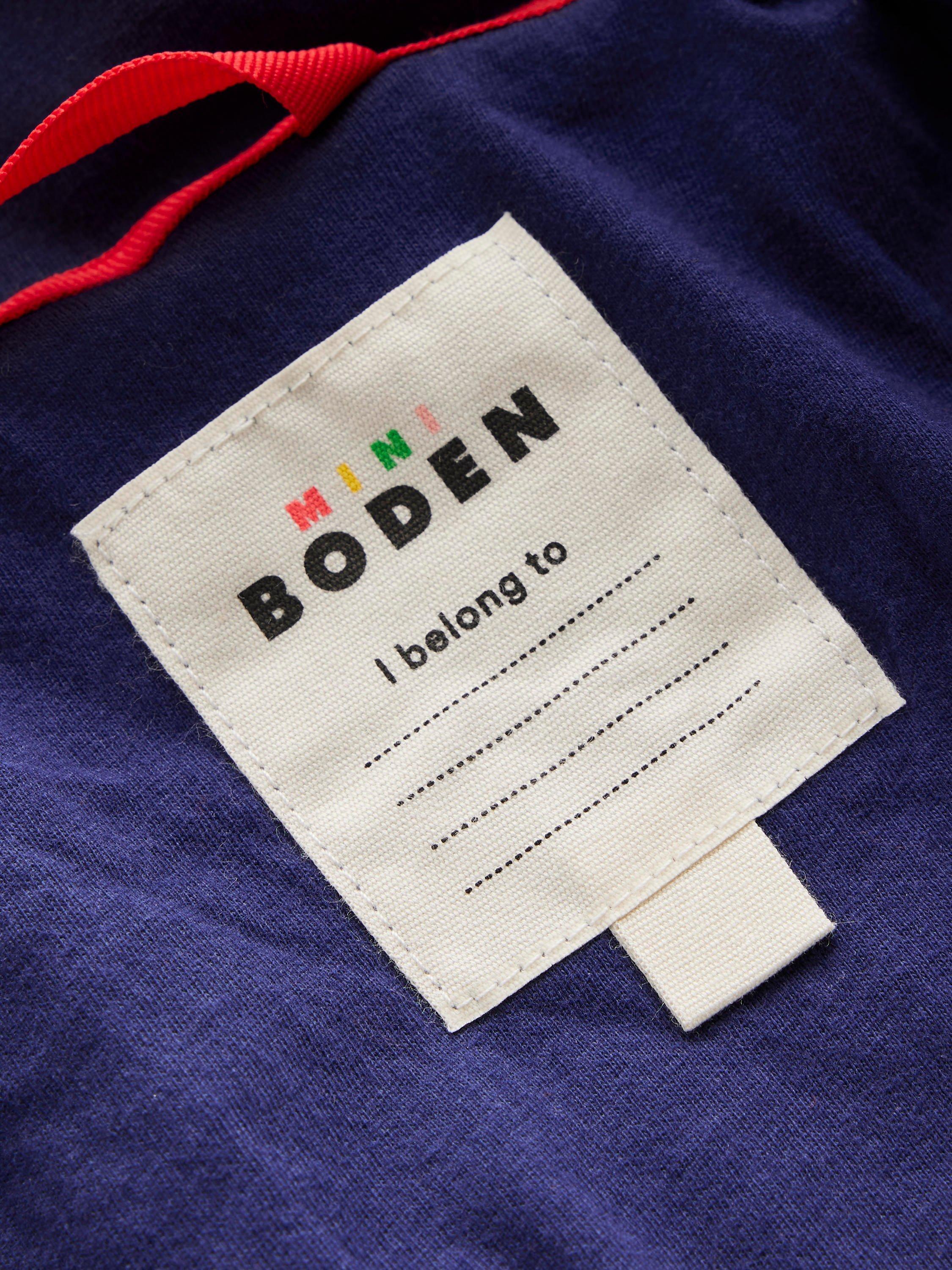 Product image 5 of 6, which shows Mini Boden Kids' Eden Borg Fleece, Navy/Red, 2-3 years