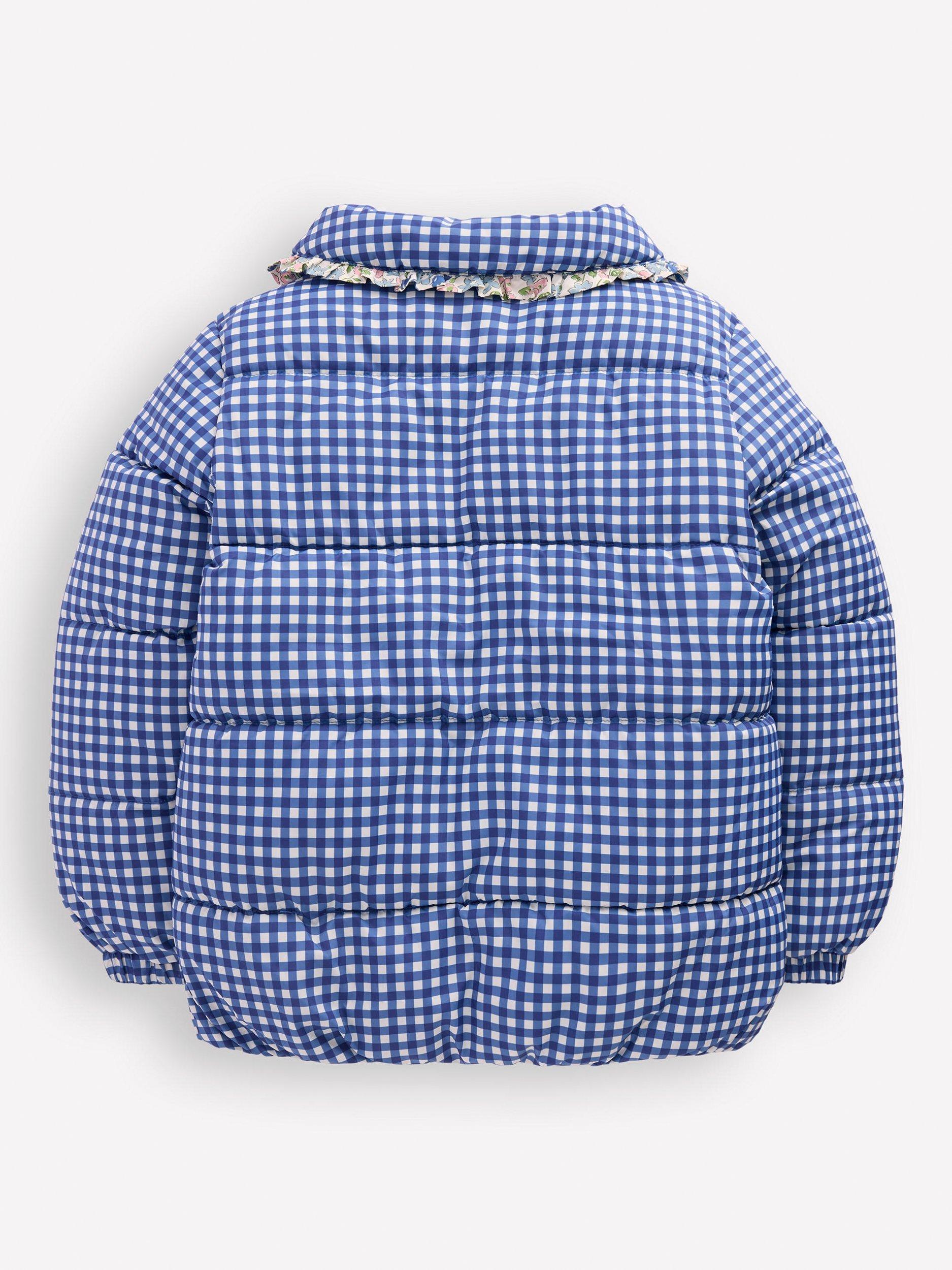 Product image 2 of 5, which shows Mini Boden Kids' Padded Gingham Coat, Blue/Multi, 2-3 years