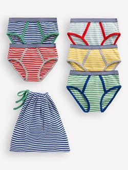 Mini Boden Kids' Briefs, Pack of 5, Rainbow Stripe, Rainbow Stripe