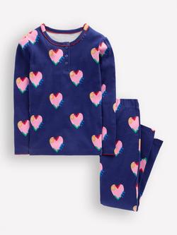Mini Boden Kids' Snug Henley Pyjamas, Blue, Blue